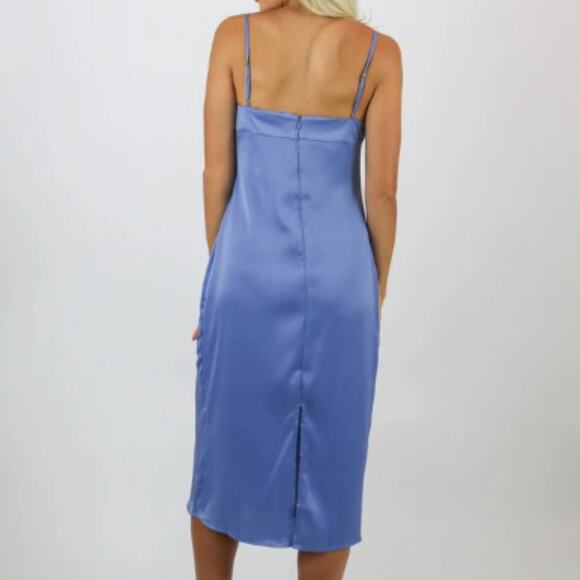 We Wore What Size 2 Silky Blue Cowl Midi Dress Party Club Bridesmaid Wedding - Picture 2 of 16